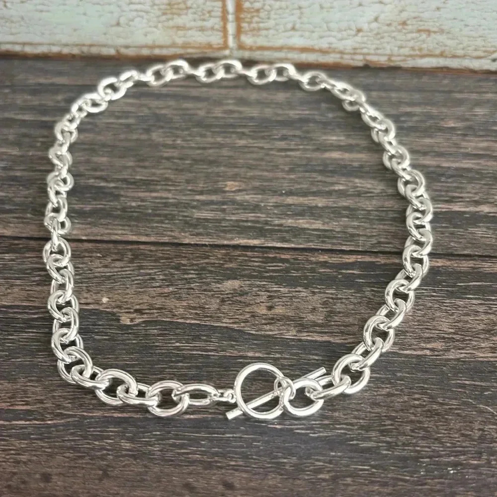 Silver Toggle Chain Link Necklace